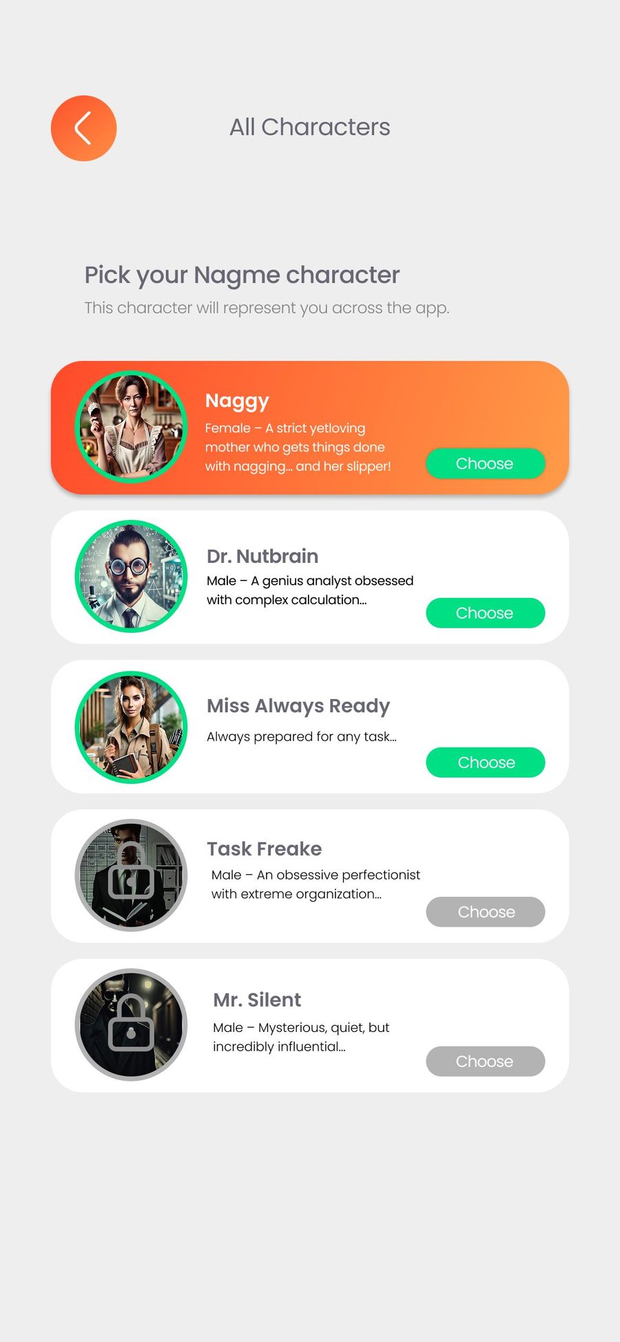 NagMe character picker